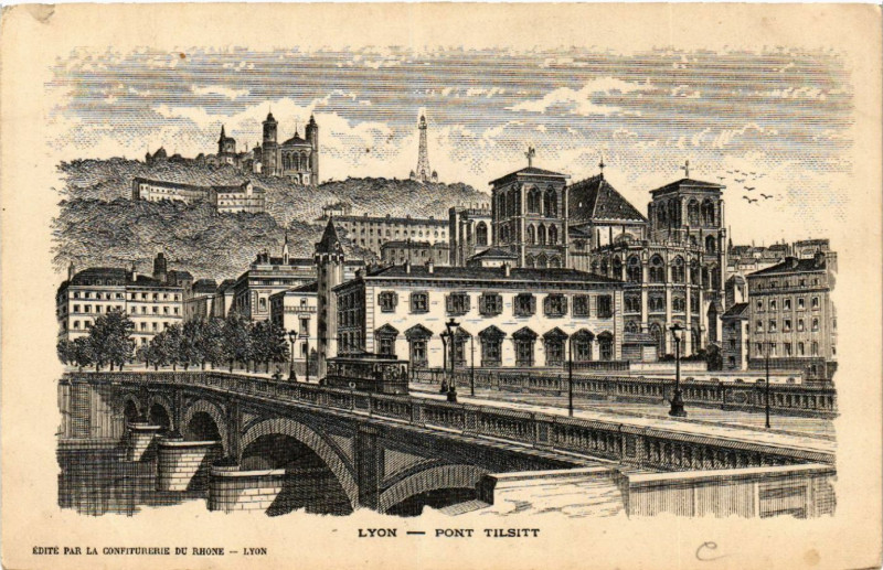 Carte postale ancienne Lyon Pont Tilsitt à Lyon