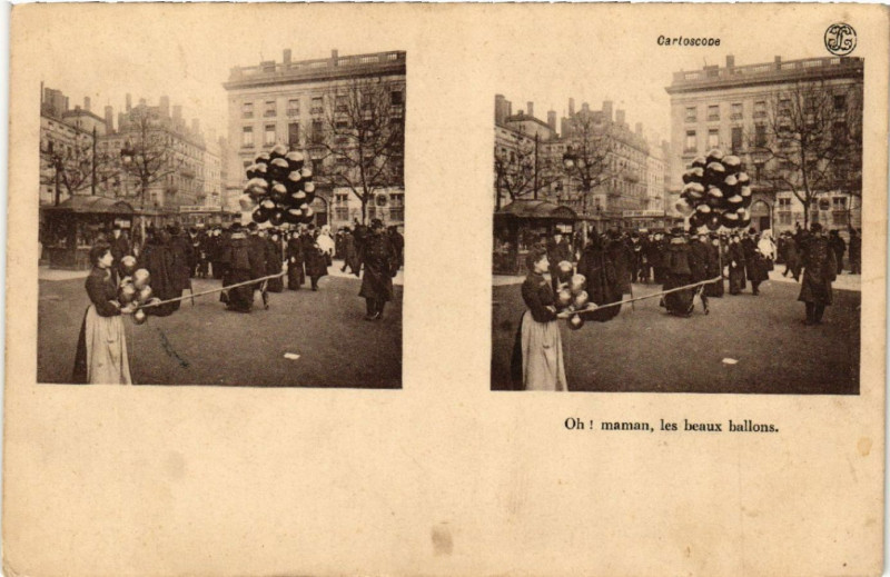 Carte postale ancienne Lyon Oh! maman les beaux ballons. à Lyon