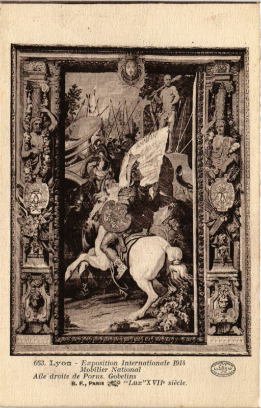 Carte postale ancienne Lyon Mobilier National.Aile droite de Porus.Gobelins. à Lyon