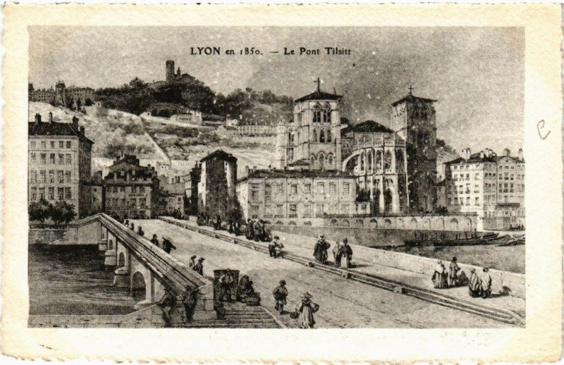 Carte postale ancienne Lyon Le Pont Tilsitt à Lyon