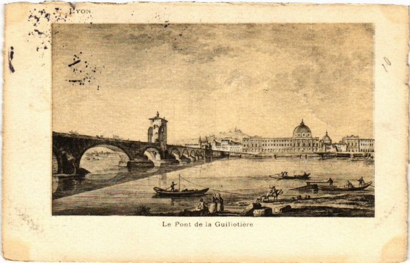 Carte postale ancienne Lyon Le Pont de la Guillotiere à Lyon