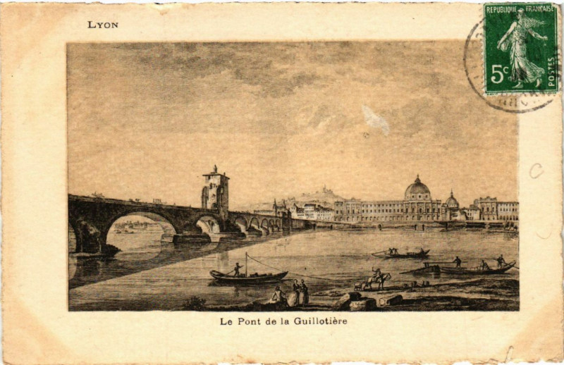 Carte postale ancienne Lyon Le Pont de la Guillotiere à Lyon