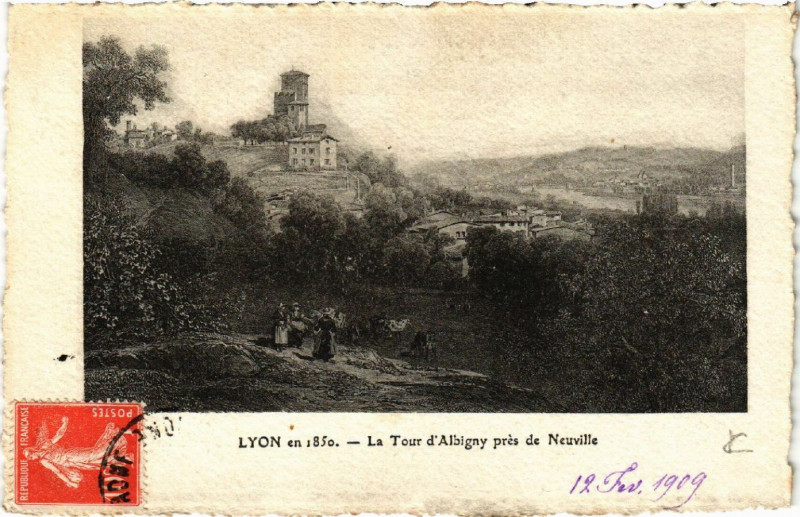 Carte postale ancienne Lyon La Tour d'Albigny pres de Neuville à Lyon