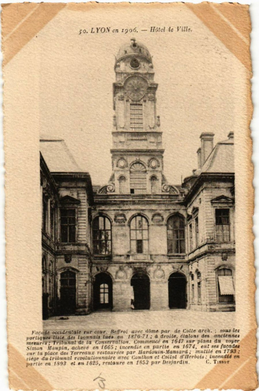 Carte postale ancienne Lyon Hotel de Ville à Lyon