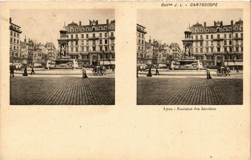 Carte postale ancienne Lyon Fontaine des Jacobins à Lyon