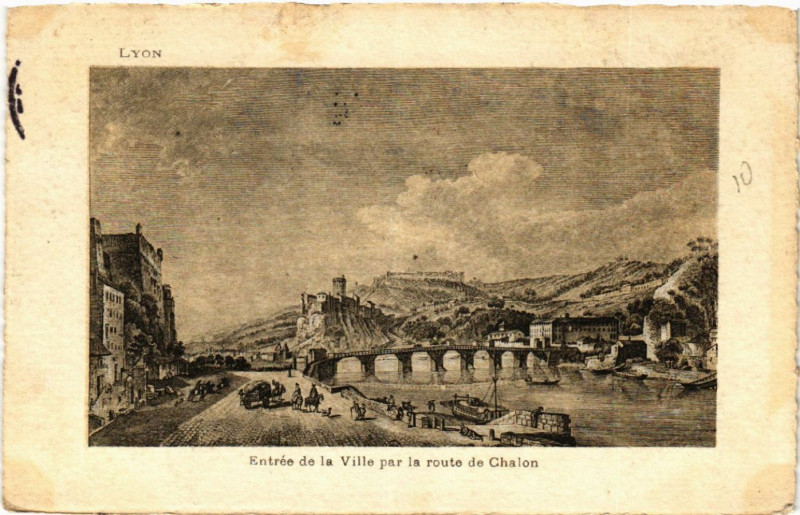 Carte postale ancienne Lyon Entrée de la Ville par la route de Chalon à Lyon