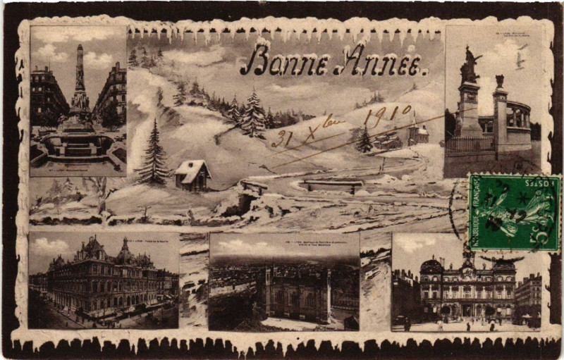Carte postale ancienne Lyon Bonne Année à Lyon