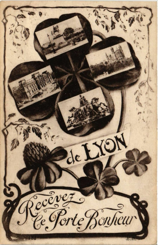 Carte postale ancienne De Lyon Recevez ce Porte Bonheur à Lyon