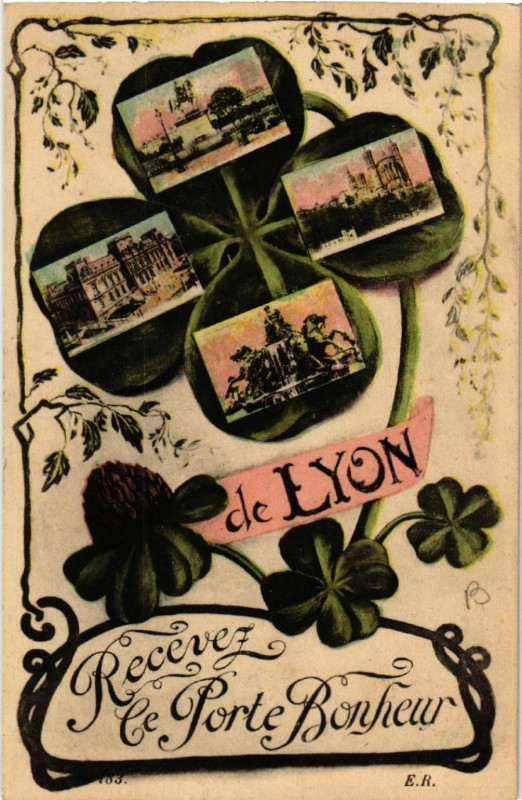 Carte postale ancienne De Lyon Recevez ce Porte Bonheur à Lyon