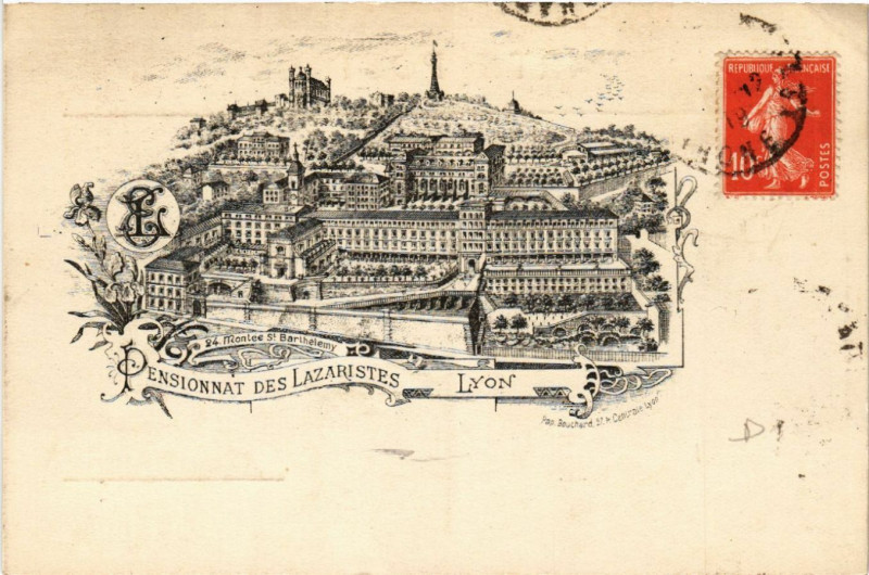 Carte postale ancienne Lyon-Pensionnat des Lazaristes à Lyon