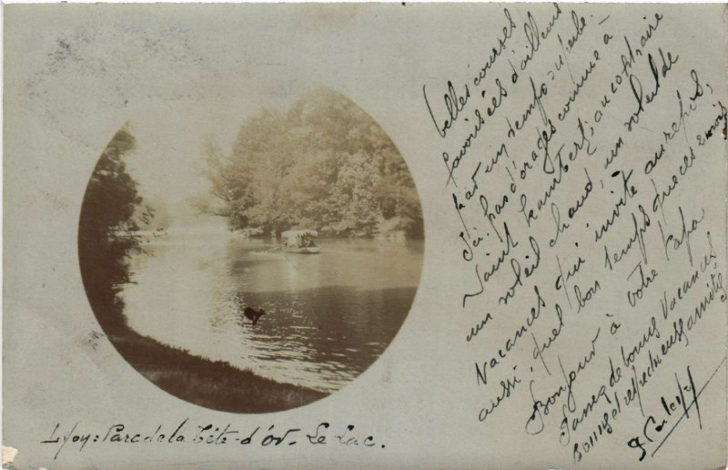 Carte postale ancienne Lyon-Parc de la Tete d'Or Le Lac à Lyon