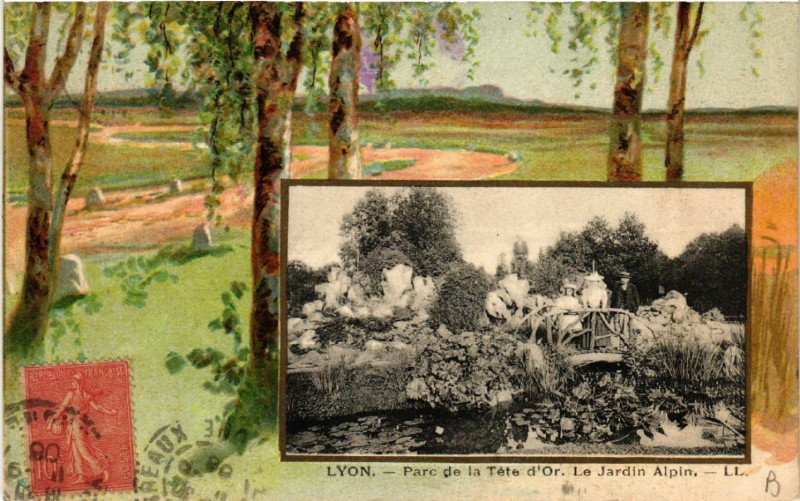 Carte postale ancienne Lyon-Parc de la Tete d'Or Le Jardin Alpin à Lyon