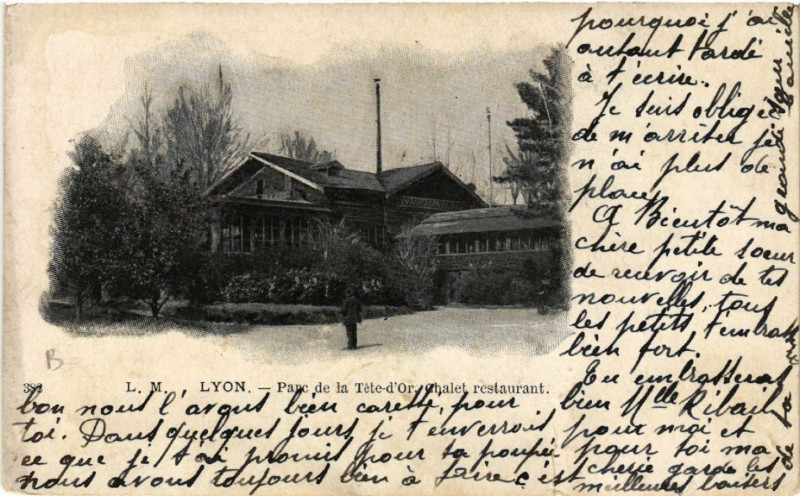 Carte postale ancienne Lyon-Parc de la Tete d'Or Chalet restaurant à Lyon