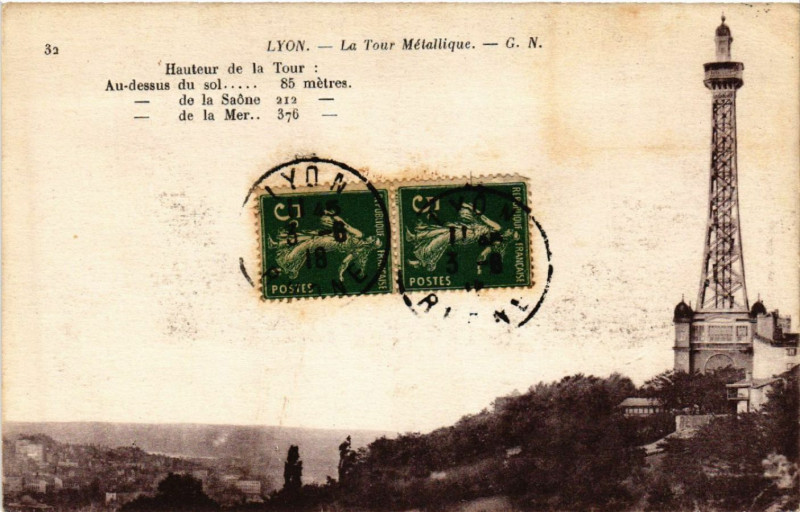 Carte postale ancienne Lyon-La Tour Metallique à Lyon