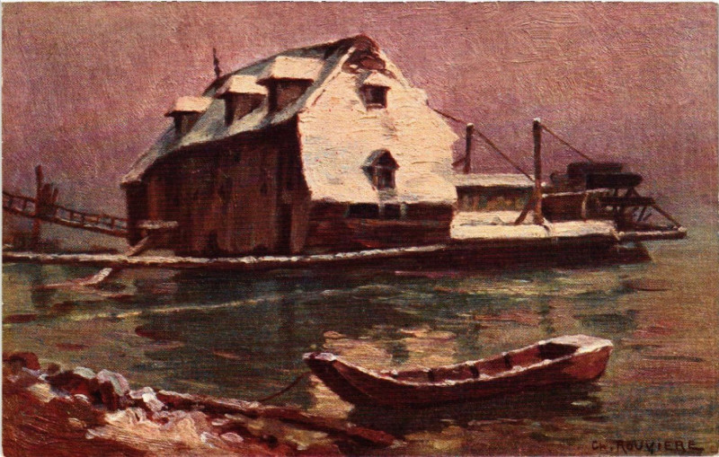 Carte postale ancienne Lyon Ancien-Vieux Moulin sur le Rhone a St-Clair à Lyon