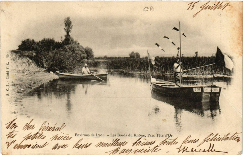 Carte postale ancienne Env. de Lyon-Les Bords du Rhone Parc Tete d'Or à Lyon