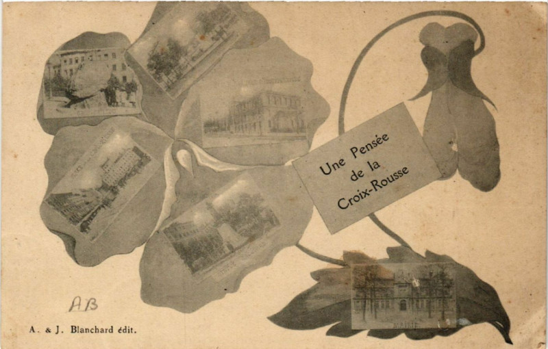 Carte postale ancienne Une Pensée de la Croix Rousse