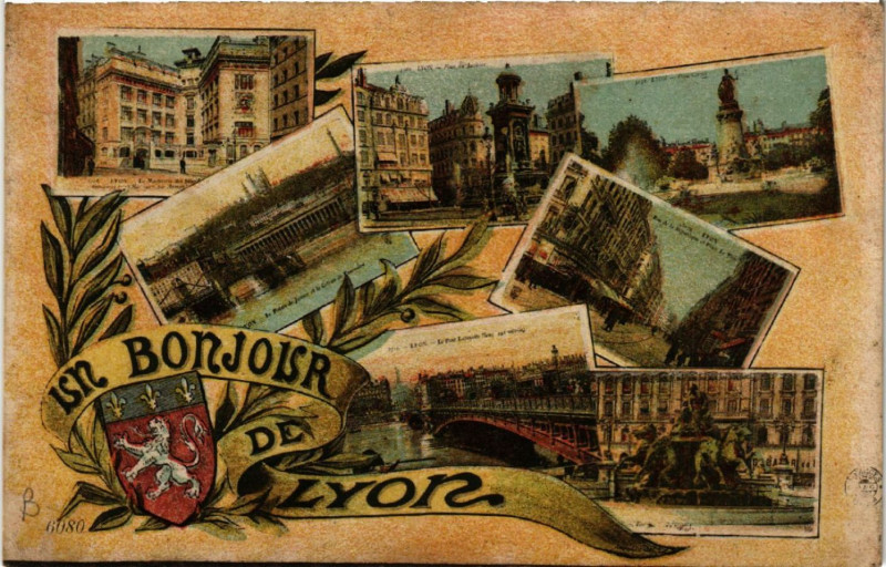 Carte postale ancienne Un Bonjour de Lyon à Lyon