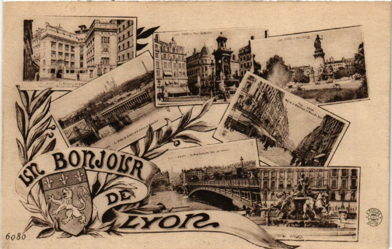Carte postale ancienne Un Bonjour de Lyon à Lyon