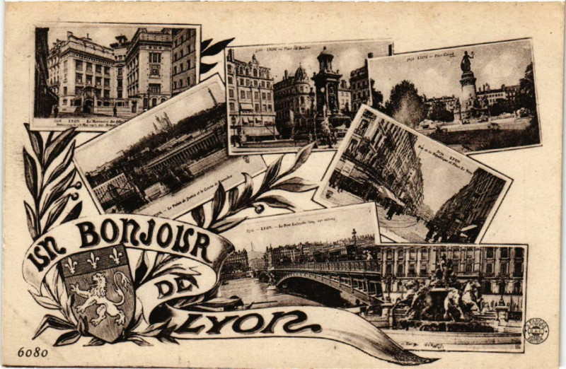 Carte postale ancienne Un Bonjour de Lyon à Lyon