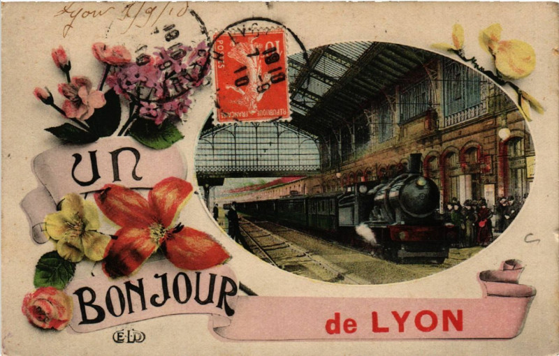 Carte postale ancienne Un Bonjour de Lyon à Lyon