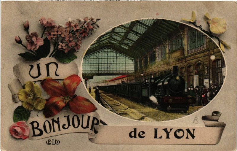 Carte postale ancienne Un Bonjour de Lyon à Lyon