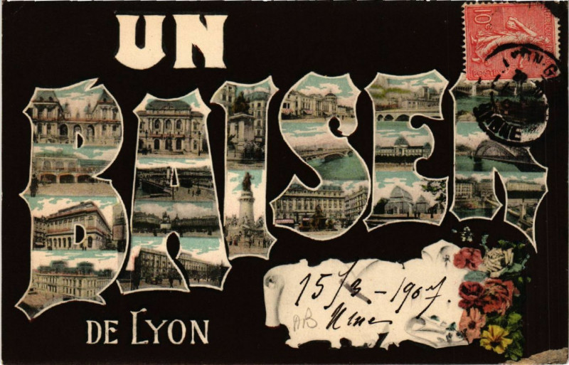 Carte postale ancienne Un Baiser de Lyon à Lyon
