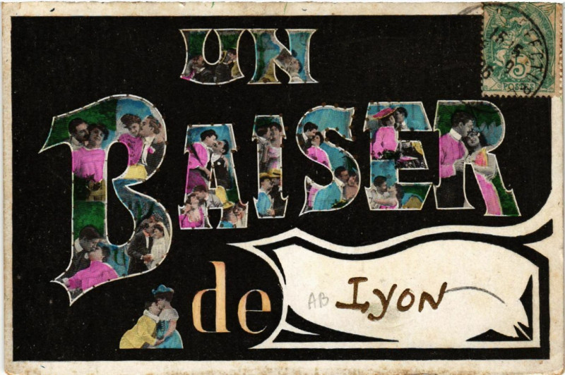 Carte postale ancienne Un Baiser de Lyon à Lyon