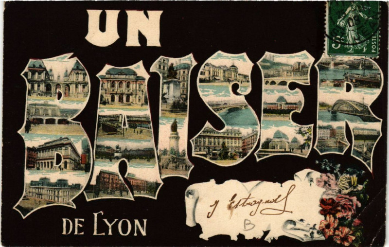 Carte postale ancienne Un Baiser de Lyon à Lyon