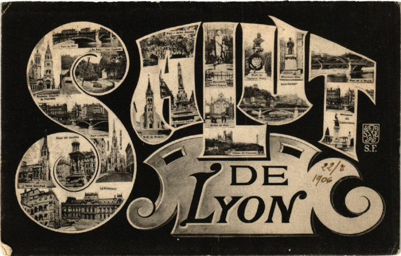 Carte postale ancienne Salut de Lyon à Lyon