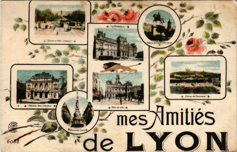 Carte postale ancienne Mes Amitiés de Lyon à Lyon