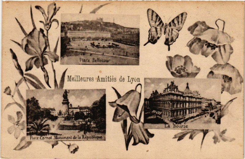 Carte postale ancienne Meilleures Amitiées de Lyon à Lyon