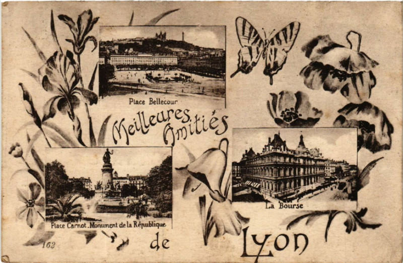 Carte postale ancienne Meilleures Amitiés de Lyon à Lyon