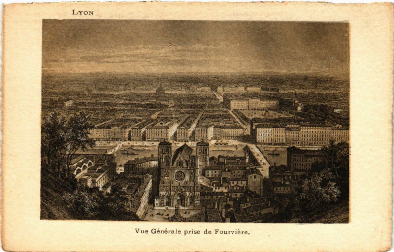 Carte postale ancienne Lyon Vue générale prise de Fourviere à Lyon