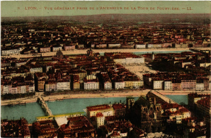 Carte postale ancienne Lyon Vue générale à Lyon