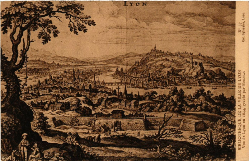 Carte postale ancienne Lyon Vue de Lyon en 1644 à Lyon