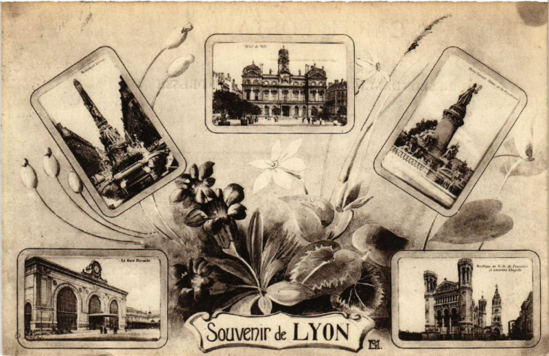 Carte postale ancienne Lyon Souvenir à Lyon