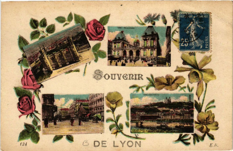 Carte postale ancienne Lyon Souvenir à Lyon
