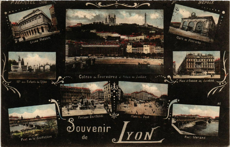Carte postale ancienne Lyon Souvenir à Lyon