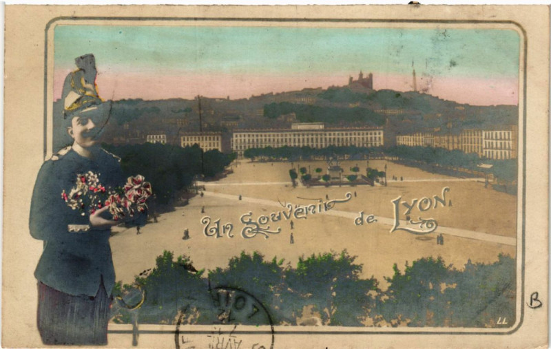 Carte postale ancienne Lyon Souvenir à Lyon