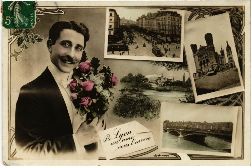 Carte postale ancienne Lyon Souvenir à Lyon