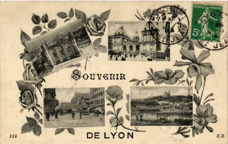 Carte postale ancienne Lyon Souvenir à Lyon