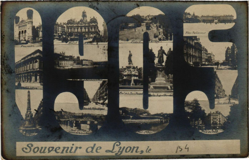 Carte postale ancienne Lyon Souvenir à Lyon