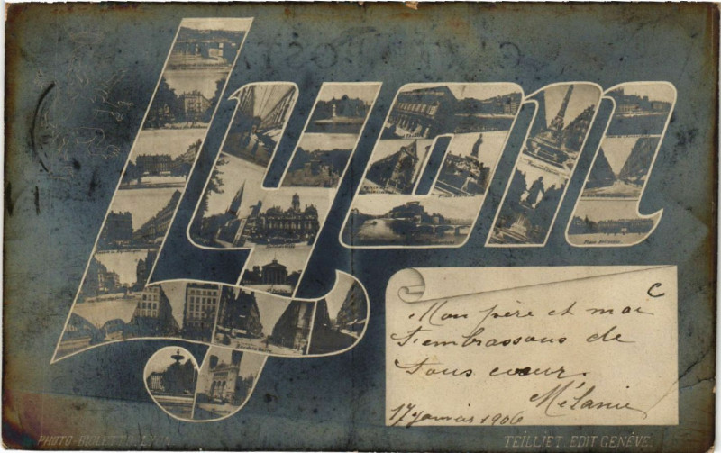 Carte postale ancienne Lyon Souvenir à Lyon