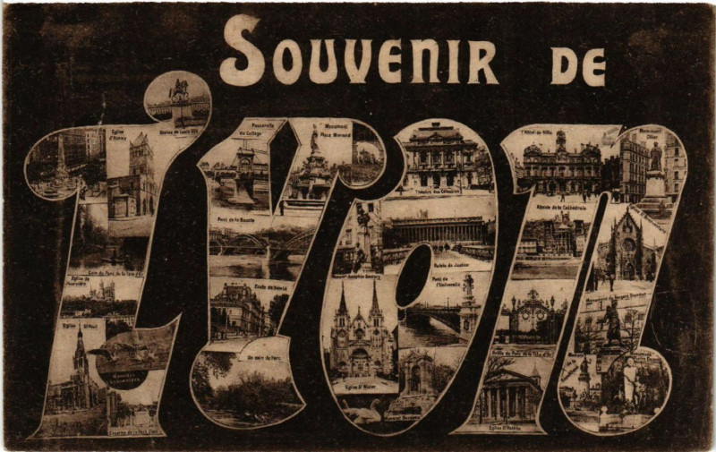 Carte postale ancienne Lyon Souvenir à Lyon