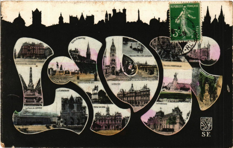 Carte postale ancienne Lyon Souvenir à Lyon