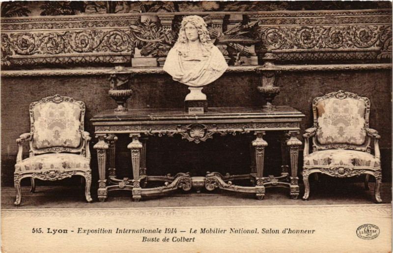 Carte postale ancienne Lyon Salon d'honneur Buste de Colbert à Lyon