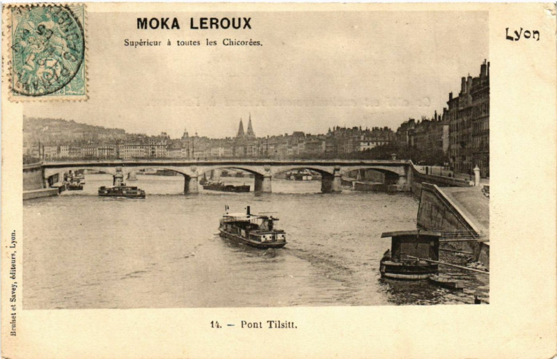Carte postale ancienne Lyon Pont Tilsitt à Lyon
