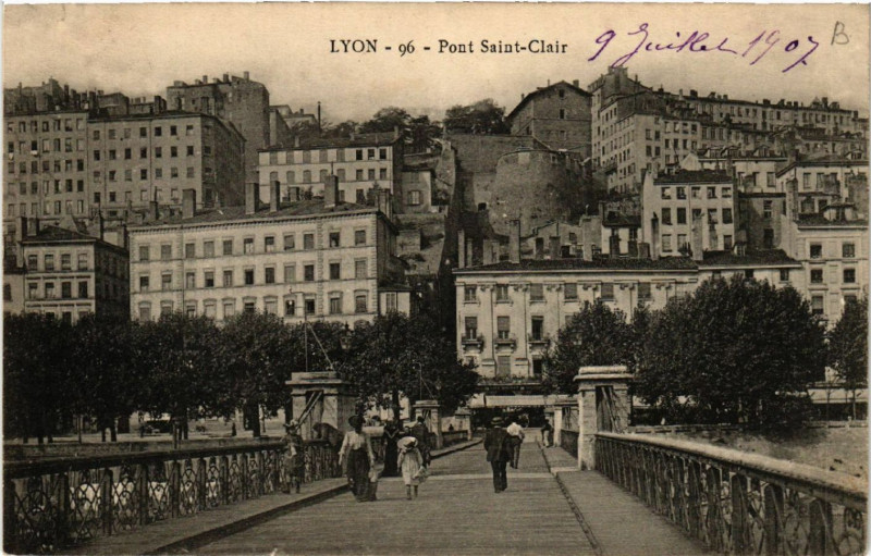 Carte postale ancienne Lyon Pont St-Clair à Lyon