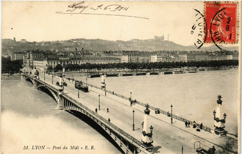 Carte postale ancienne Lyon Pont du Midi à Lyon